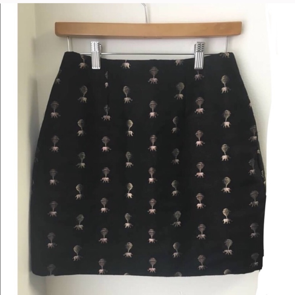 LAST CHANCE: Ted Baker London Black Gold Elephant Print Min Skirt